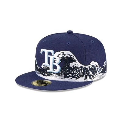 Blue Tampa Bay Rays Hat - New Era MLB Wave 59FIFTY Fitted Caps USA2637450